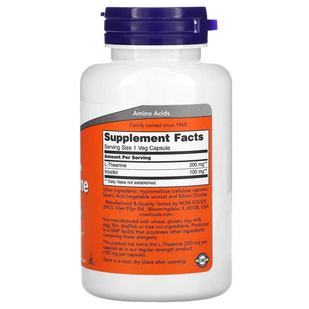 NOW L-Theanine 200mg 60 Veg Capsules