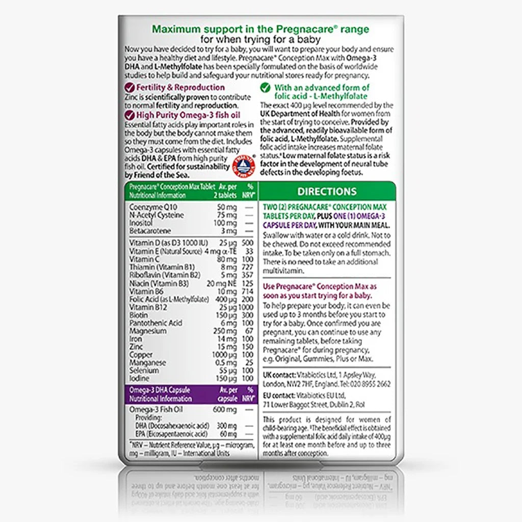Vitabiotics Pregnacare Conception Max 84 Tablets/Capsules
