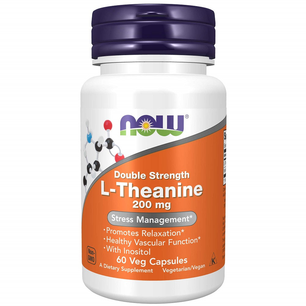 NOW L-Theanine 200mg 60 Veg Capsules
