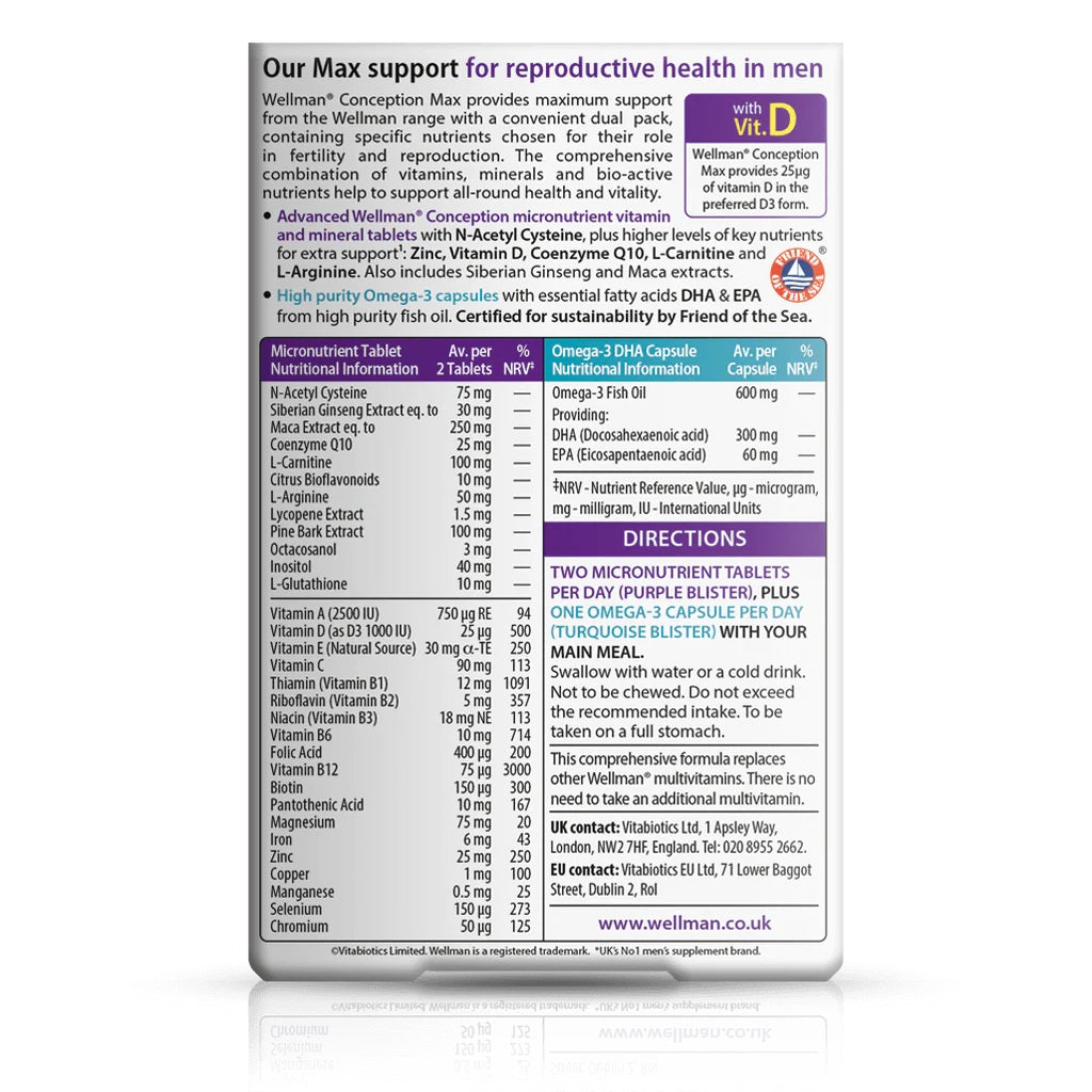 Vitabiotics Wellman Conception Max 84 Tablets/Capsules