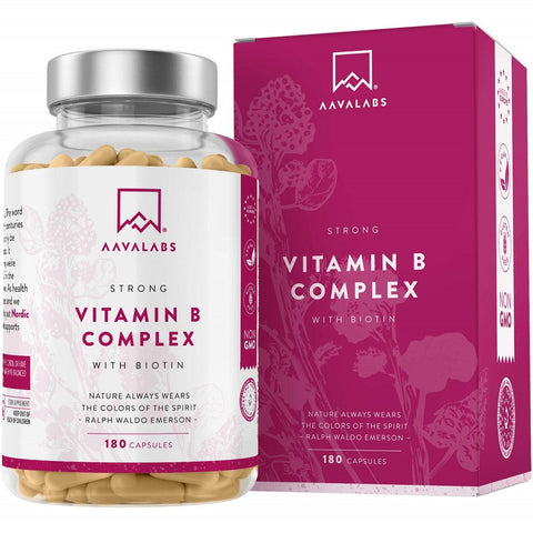 فيتامين ب المركب اعلي تركيز 180 كبسولة - AAVALABS Vitamin B Complex High Strength 180 Capsule