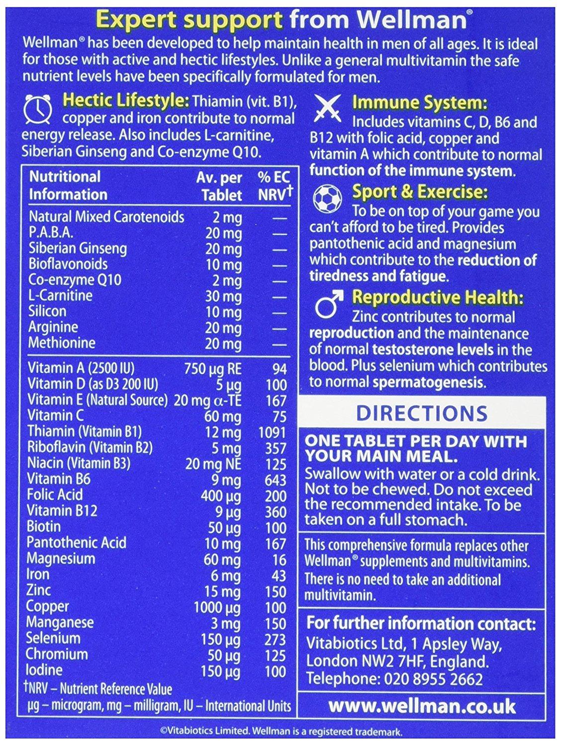 Wellman Original for Men – 30 Tablets by Vitabiotics