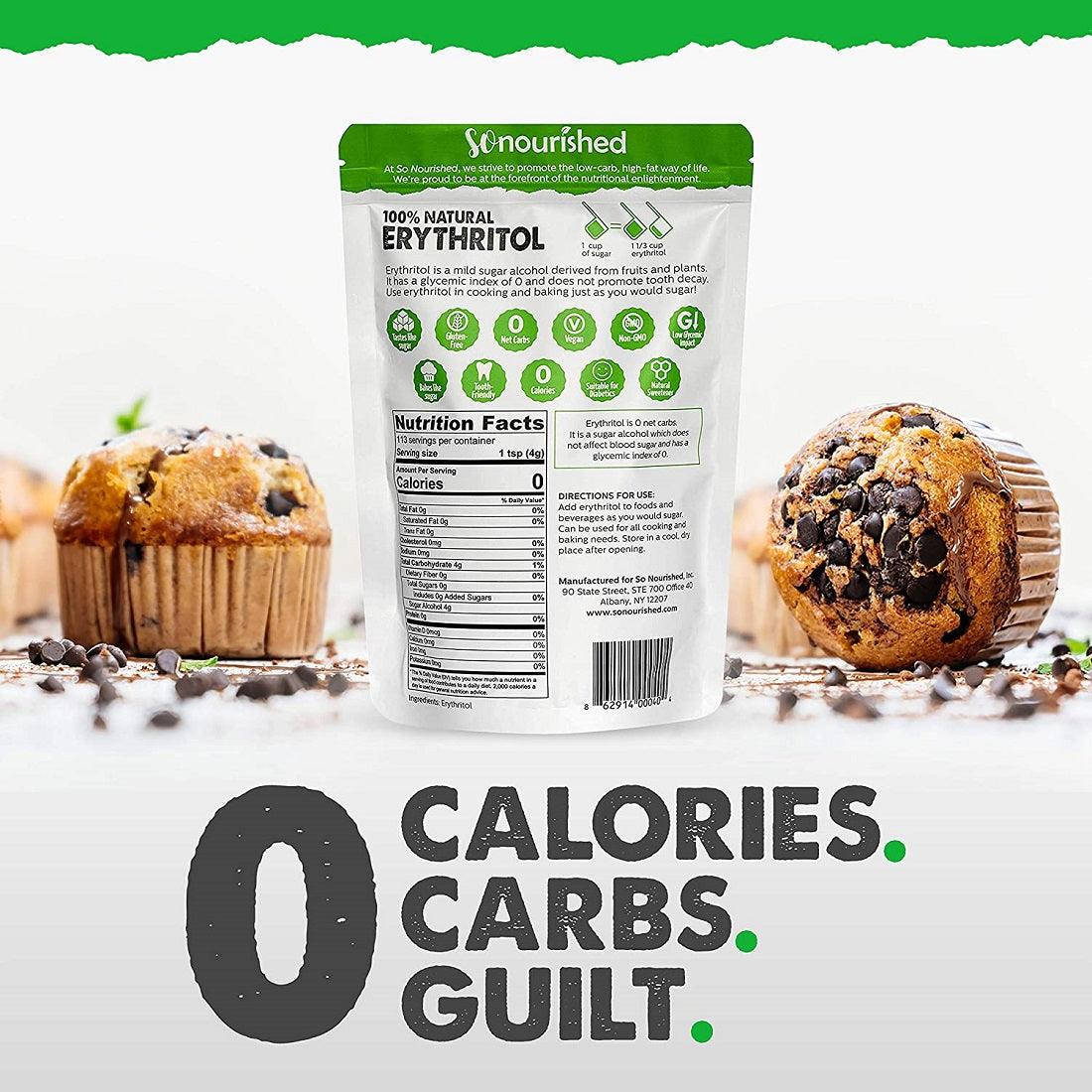 So Nourished Erythritol Granules Zero Calories 454 Gm