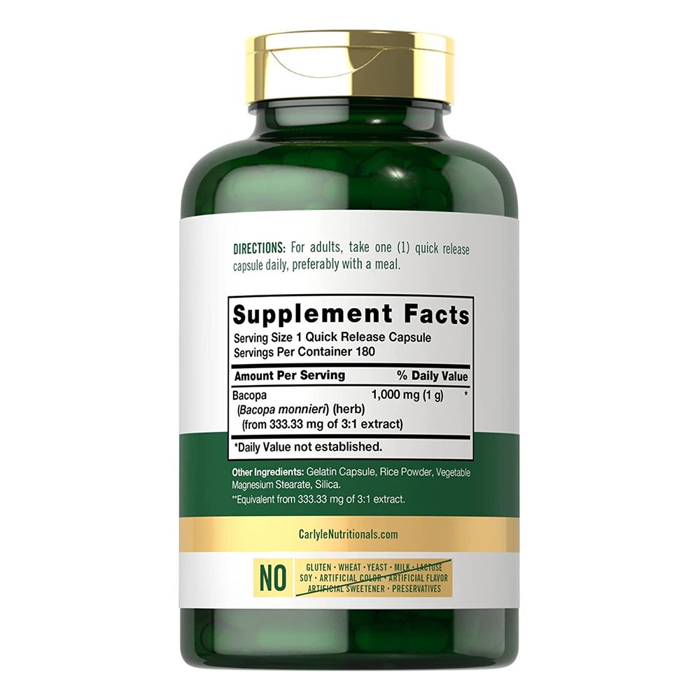 Carlyle Bacopa Monnieri 1000mg 180 Capsules