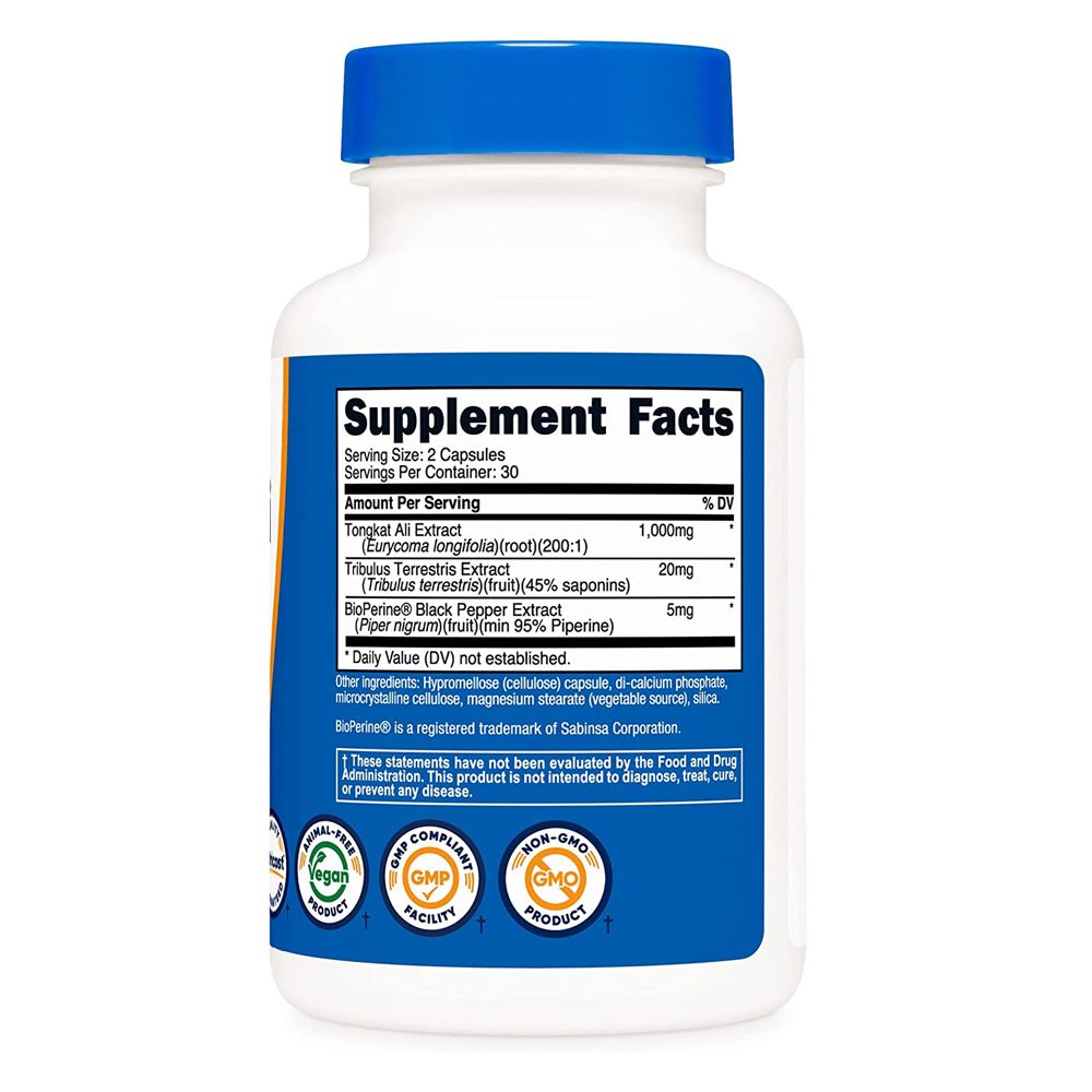 Nutricost Tongkat Ali with Tribulus & Bioperine – 60 Capsules