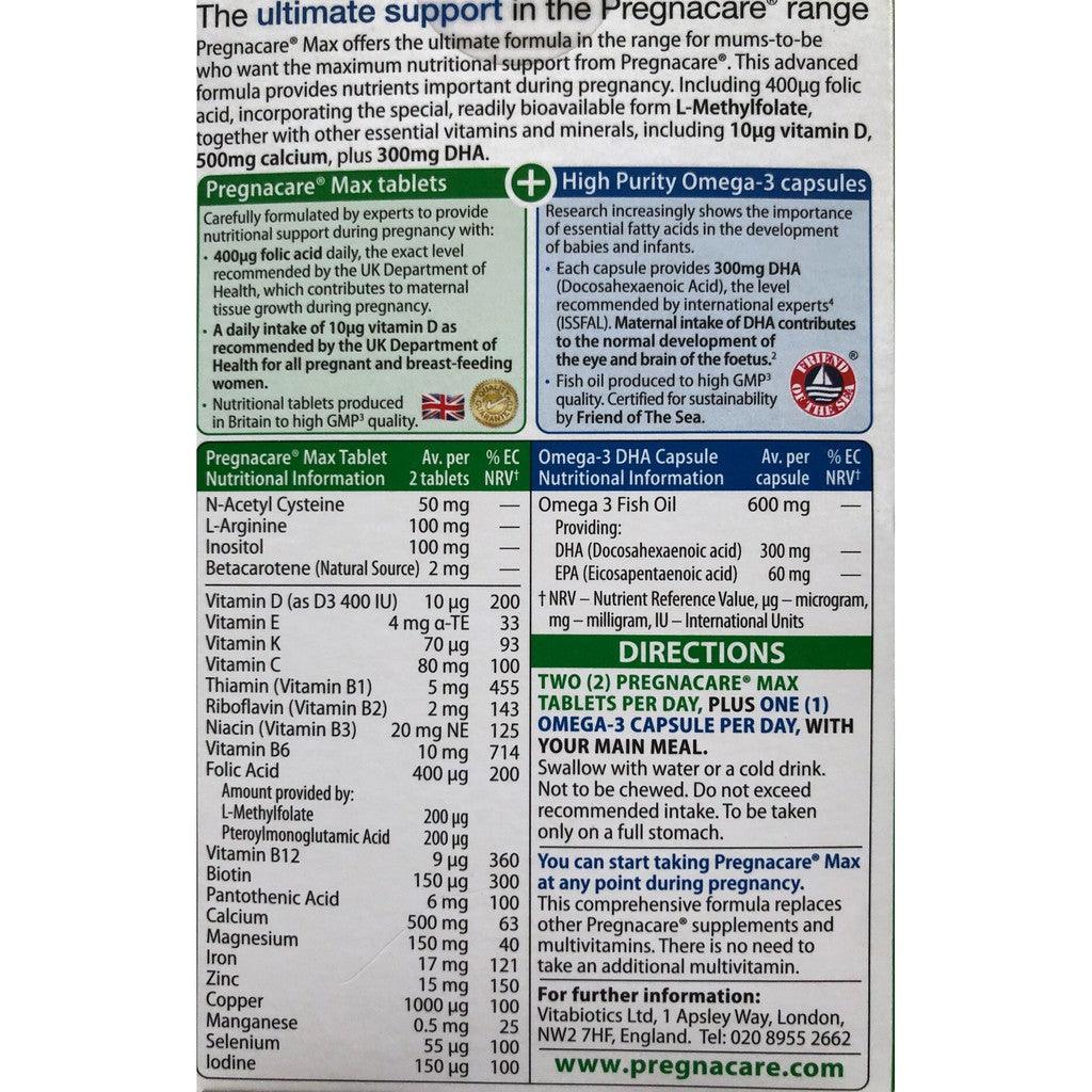 Vitabiotics Pregnacare Max 84 Tablets