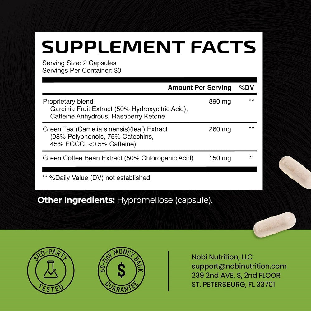 Nobi Nutrition Green Tea Extract with EGCG 60 Capsules