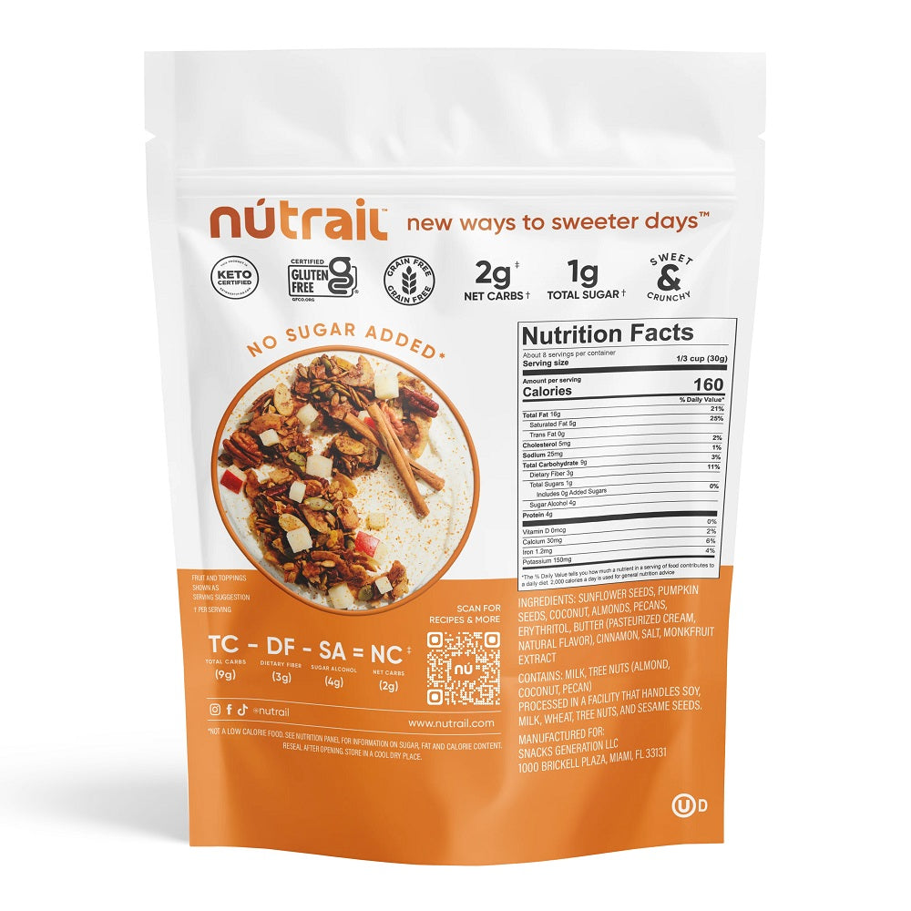 Low Karb Keto Nut Granola Cinnamon Pecan 11 OZ