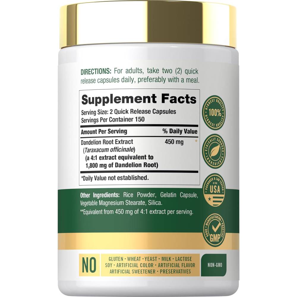 Carlyle Dandelion Root 1800mg 300 Capsules