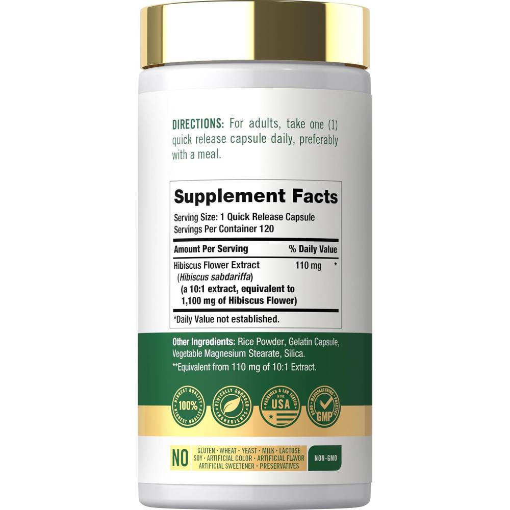 Carlyle Hibiscus Flower Extract 1100 mg 120 Capsules