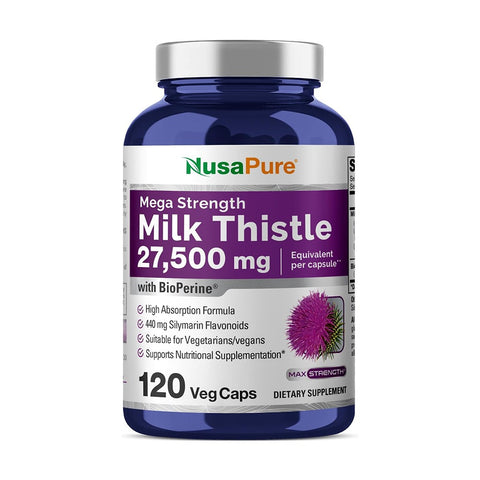 حليب الشوك اعلي تركيز 200 كبسولة - NusaPure Milk Thistle Extract 12500mg 200 Capsules