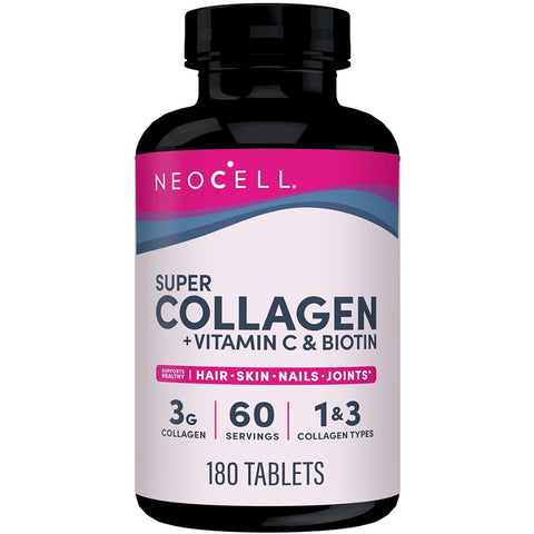 سوبر كولاجين بلس سى مع البيوتين نيوسيل 180 قرص - Super Collagen C Plus Biotin 180 Tabs