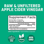 خل التفاح الخام مع الأم 1500 مج 120كبسولة - Herbtonics Raw Apple Cider Vinegar with Mother 120 Capsules