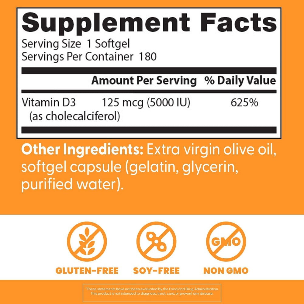 فيتامين د3 5000 وحدة دولية 180 سوفت جل من دكتورز بيست