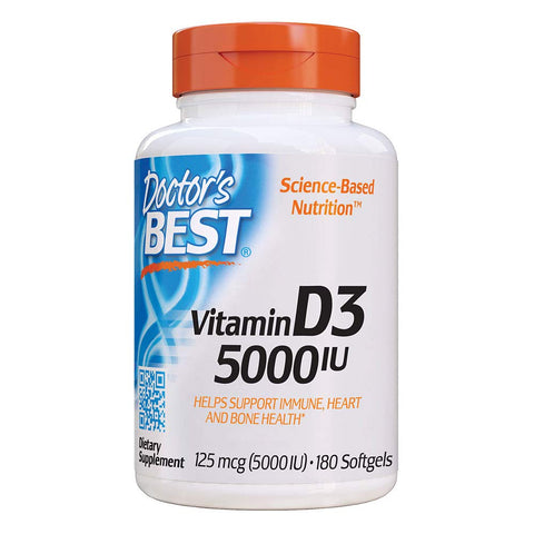 فيتامين د3 5000 مكج 180 كبسولة - Doctors Best Vitamin D3, 5000IU, 180 softgel