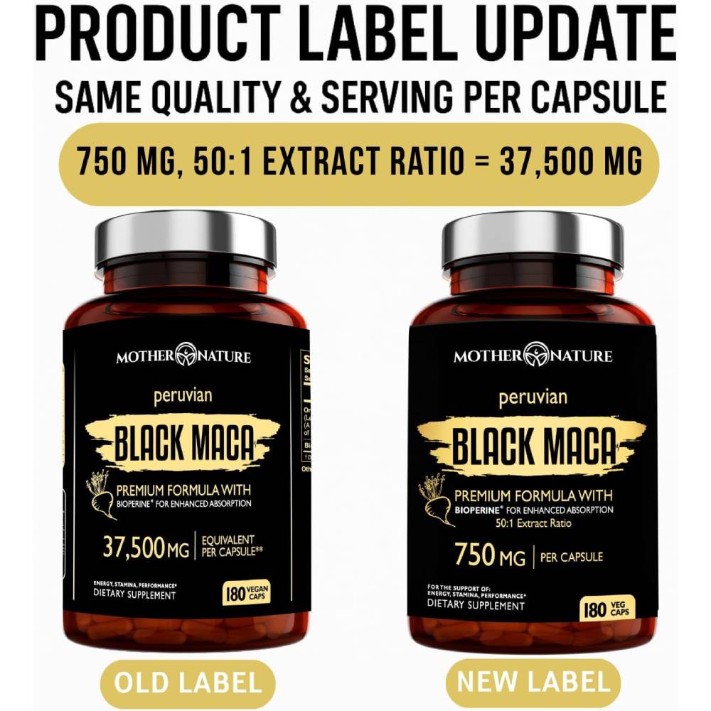 Mother Nature Organic Black Maca Root 180 Capsules