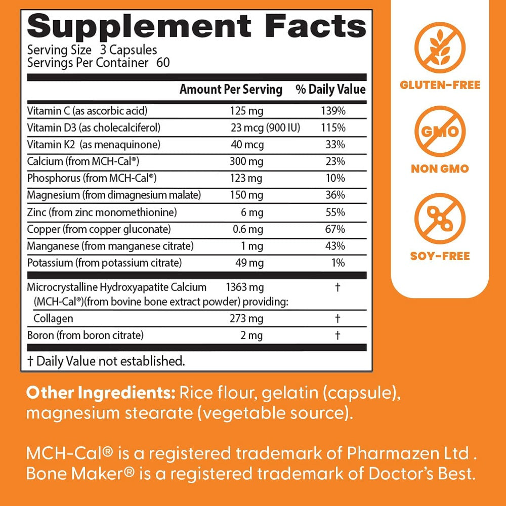 Doctor's Best Bone Maker Calcium Complex – 180 Capsules  