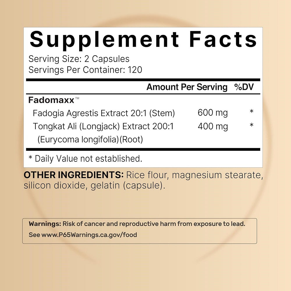 NatureBell Fadogia Agrestis 600mg with Tongkat Ali 400mg – 180 Capsules