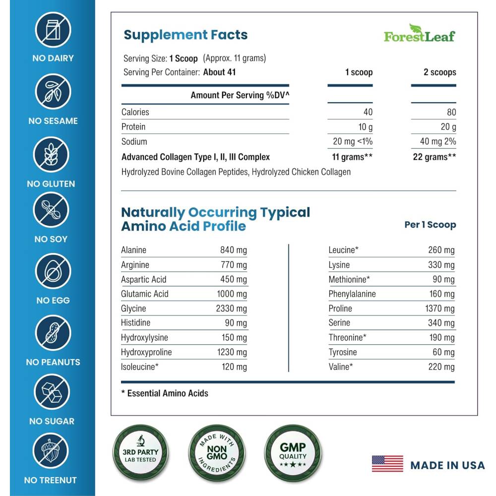 مسحوق ببتيدات الكولاجين المتعدد 454 جم – فورست ليف