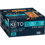 سناك الكيتو باللوز وجوزالهند 12 قطعة - :ratio KETO friendly Coconut Almond Crunchy Bar 12 ct