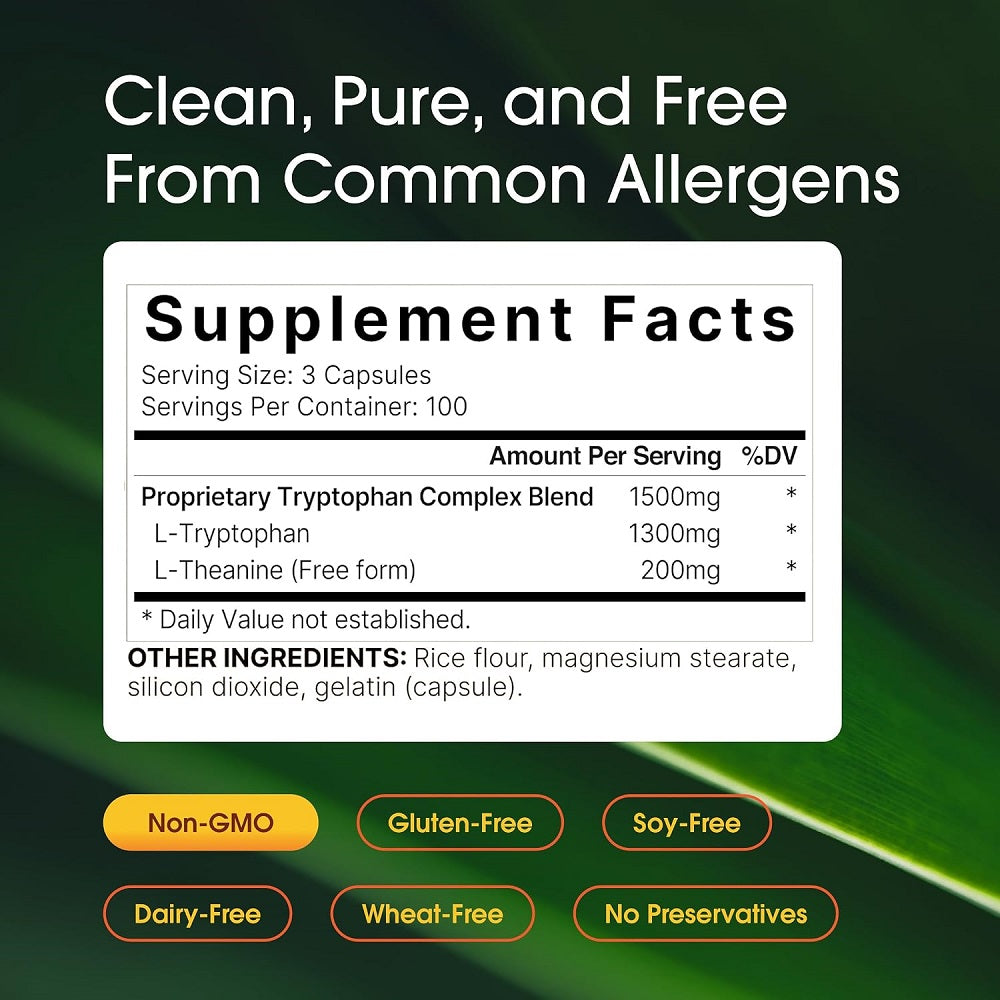 NatureBell L-Tryptophan with L-Theanine 300 Capsules