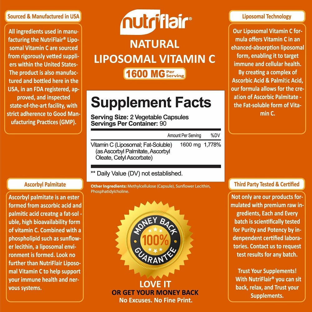 aSquared Nutrition Vitamin C Liposomal Complex - 1500mg 180 Caps