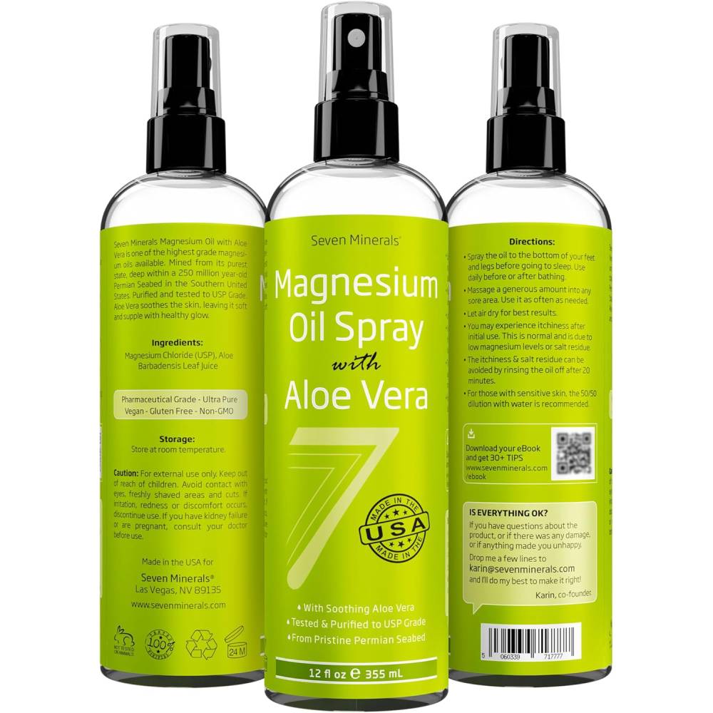 Seven Minerals Magnesium Oil with Aloe Vera Spray 355ml
 