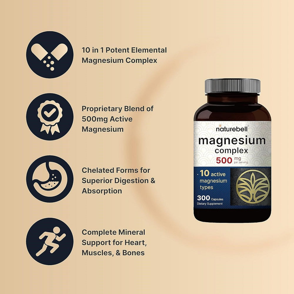 NatureBell Magnesium Complex 500 mg 300 Capsules