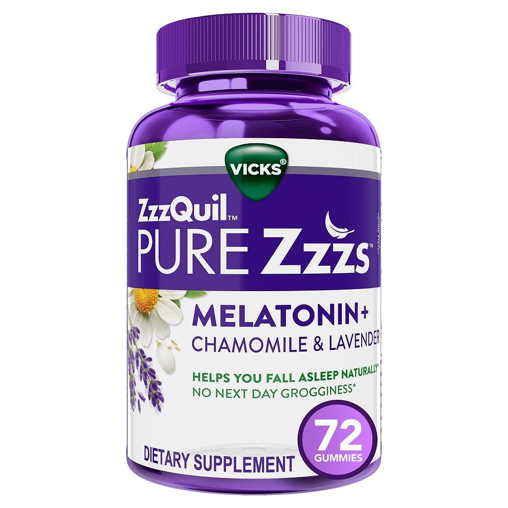 ميلاتونين 10 مج مع كاموميل ولافندر 72 قطعة - ZzzQuil PURE Zzzs Melatonin Chamomile Lavender 72 Gummies