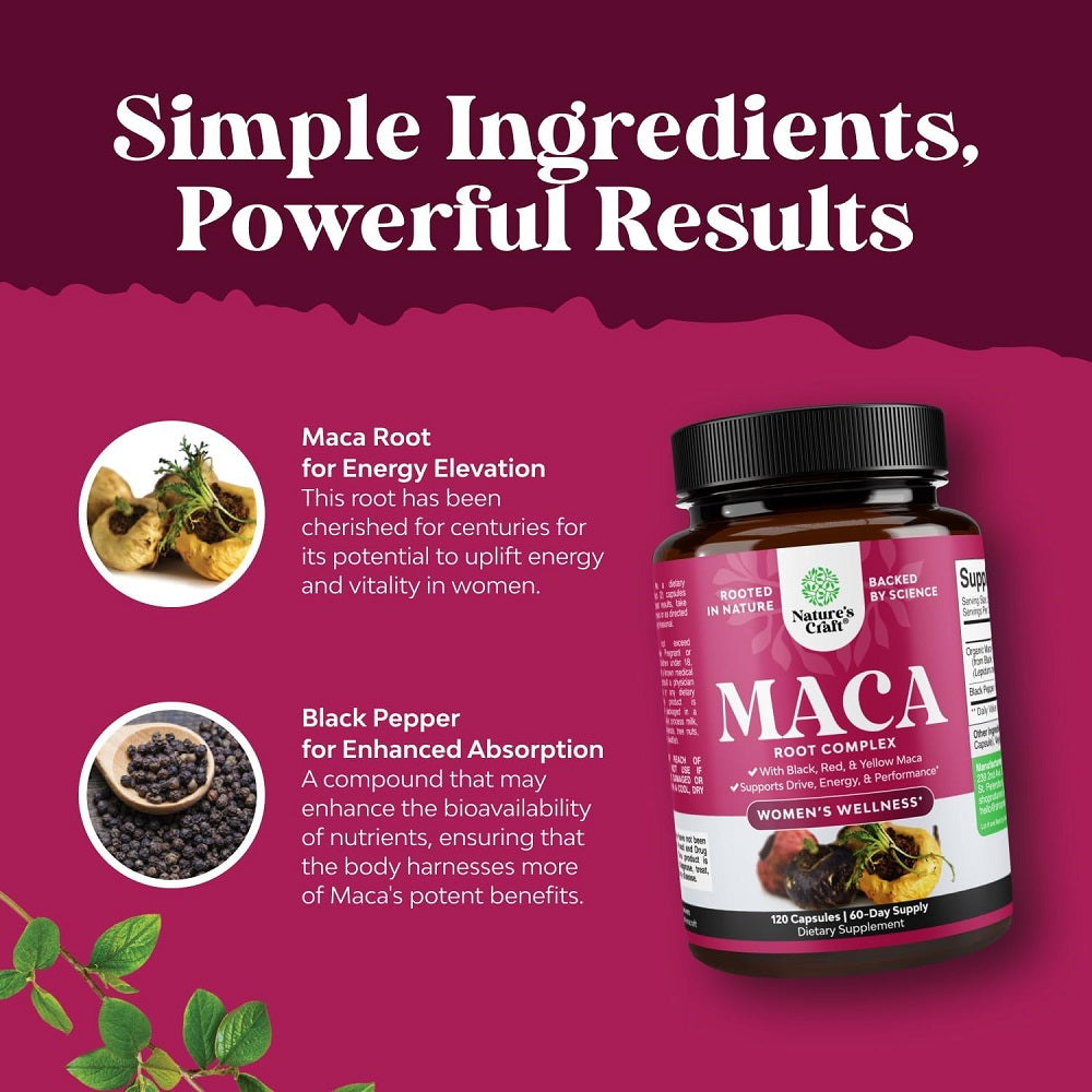 Nature's Craft Maca Root for Women 120 Capsules