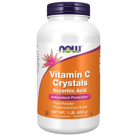 فيتامين سي كريستال بودرة 454 جرام - NOW Supplements, Vitamin C Crystals (Ascorbic Acid) Powder 1 Lb
