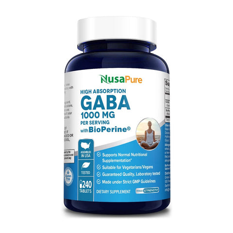 جابا ( حمض جاما امينو بيوترك اسيد) 1000 مج 240 قرص - NusaPure GABA 1000 mg 240 Tablets