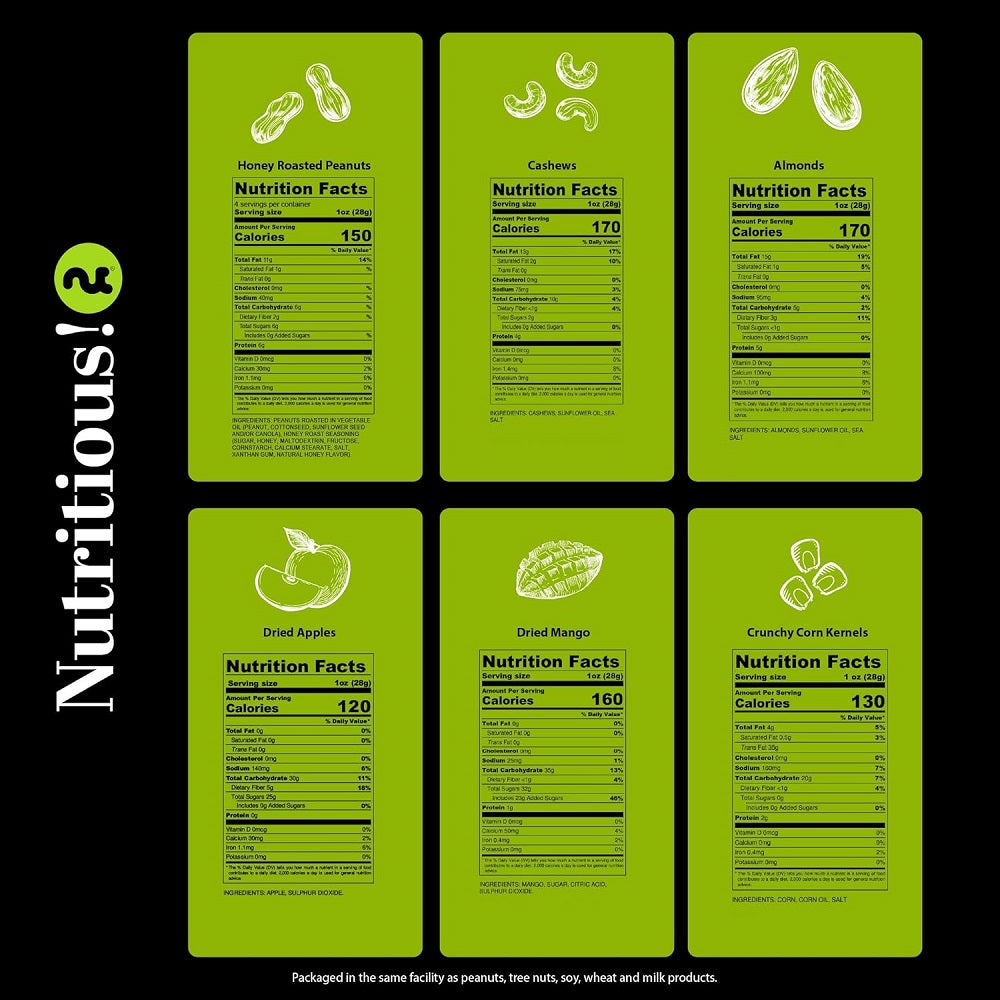 Nut Cravings Dried Fruit & Mixed Nuts Gift Box Green 6 Varieties (1.5 lbs)