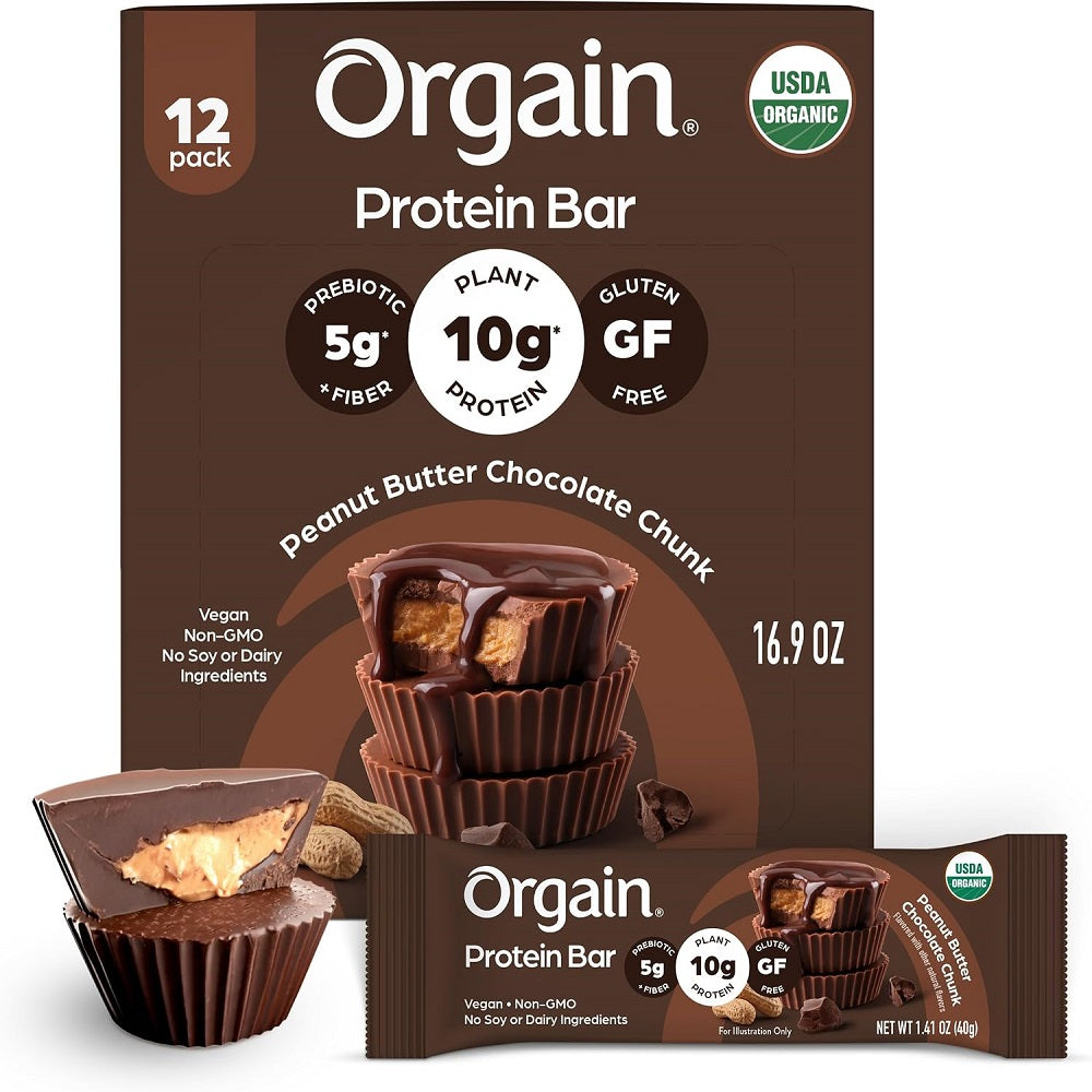 Orgain Protein Bar Peanut Butter Chocolate Chunk 12 Bars
