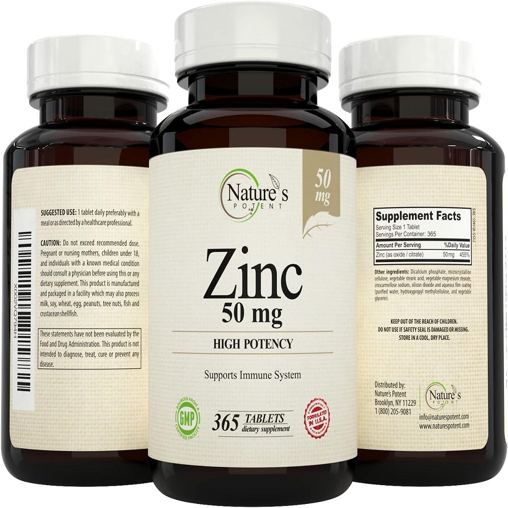 Nature's Potent Zinc 50 mg Tablets