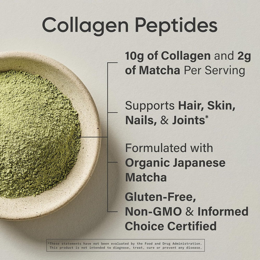Sports Research Collagen Peptides Powder with Organic Matcha Green Tea