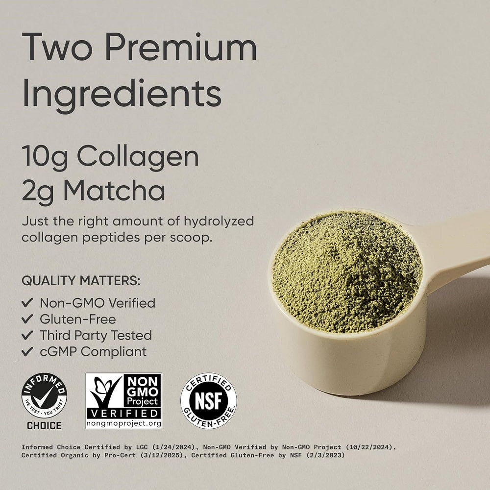 Sports Research Collagen Peptides Powder with Organic Matcha Green Tea
