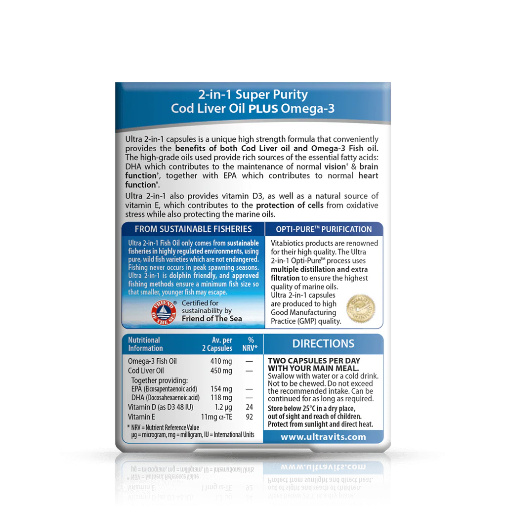 زيت كبد الحوت مع أوميجا 3 60 كبسولة ألترا فيتابيوتكس