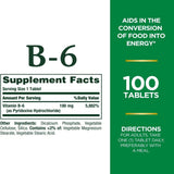 فيتامين ب6 (بيريدوكسين) 100 مج 100 قرص - Nature’s Bounty Vitamin B6 100 mg 100 Tablets