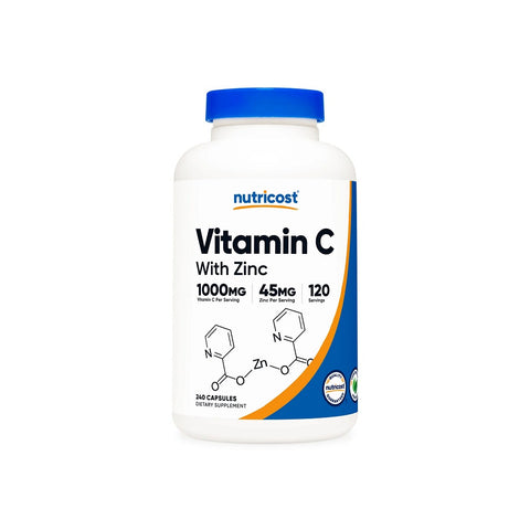 فيتامين سي مع زنك 240  كبسولة - Nutricost Vitamin C with Zinc 240 Capsules