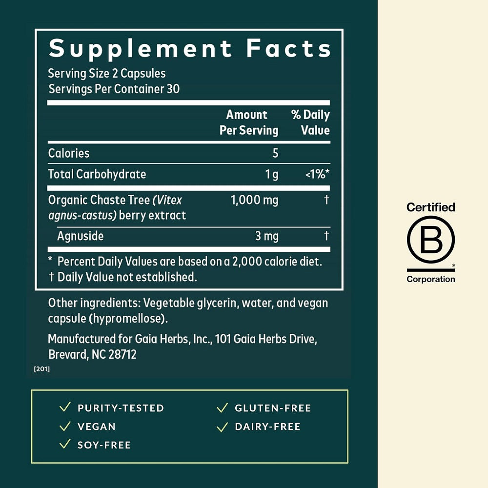 Gaia Herbs Vitex Berry 60 Vegan Capsules