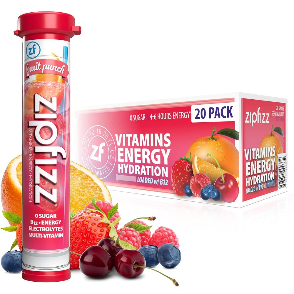 Zipfizz Energy Drink Mix Fruit Flavor 20 Tubes