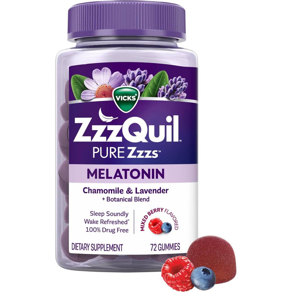 ZzzQuil Pure Zzzs Melatonin Gummies with Chamomile & Lavender 72 Pieces