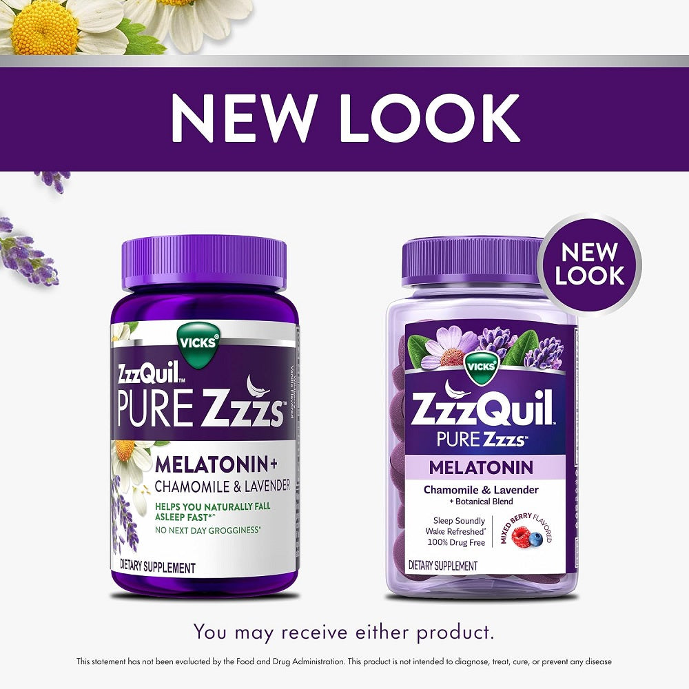 ZzzQuil Pure Zzzs Melatonin Gummies with Chamomile & Lavender 72 Pieces