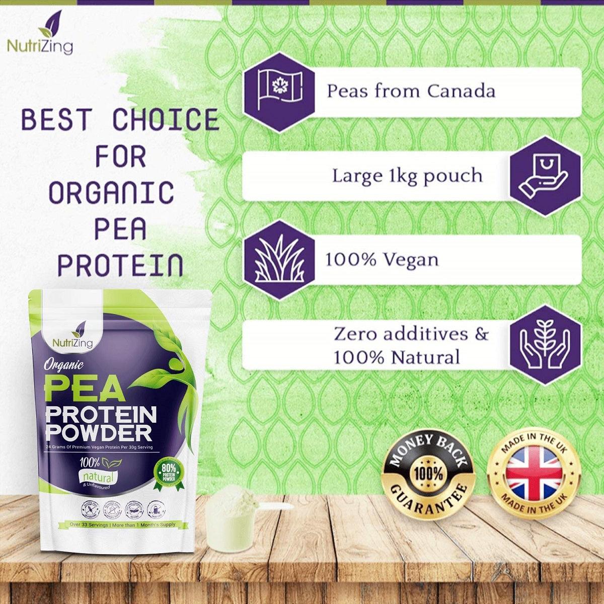 NutriZing Organic & Vegan Pea Protein Powder 1 Kg