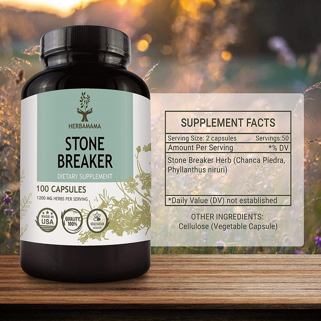 عشب تفتيت الحصوات تشانكا بيدرا 100 كبسولة - HERBAMAMA Stone Breaker 100 Capsules 1200 mg