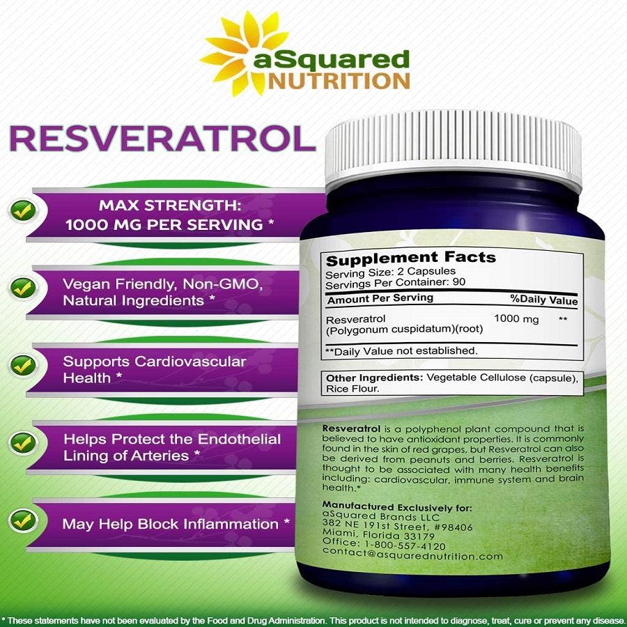 asquared nutrition Resveratrol 1000 Mg 180 Cap