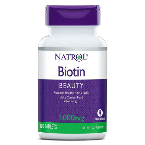 حبوب البيوتين 1000 ميكروجرام للشعر - ناترول - Biotin 1000 Mcg 100 Tab Natrol
