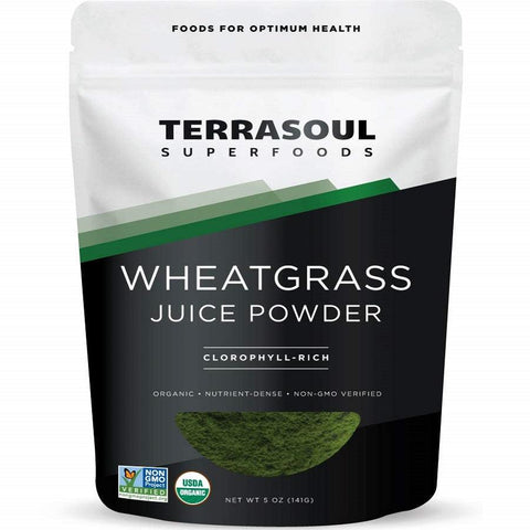 عصير عشبة القمح العضوي بودر 141 جرام - Terrasoul Wheat Grass Juice Powder (Organic), 5 Oz