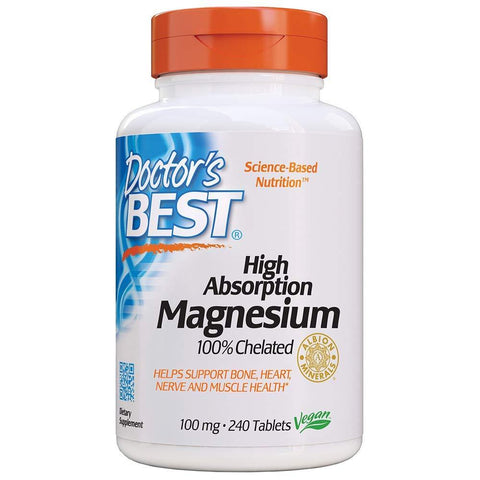 دكتورز بيست مغنيسيوم عالي الإمتصاص 240 كبسولة - Doctor's Best High Absorption Magnesium 100mg 240 Cap